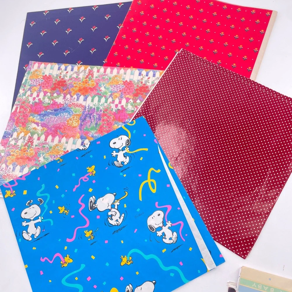 Vintage All Occasion Gift Wrap Ribbon Lot 1.6# Baby Floral Kids Comics Wedding